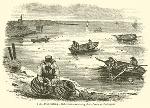 Crab-Fishing: Fishermen Examining their Creels or Crab-Pots by English School